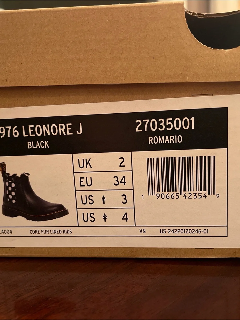 Dr. Martens Black Kids Leonore J Boots with White Polka Dots
